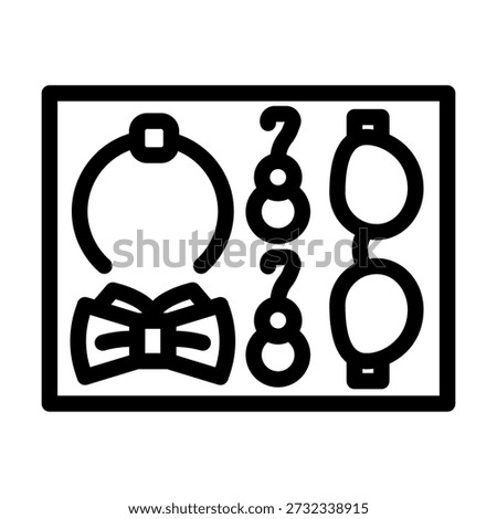 Accessory box containing different fashion items like a headband, earrings, and a bow, symbolizing personal style, beauty, and thoughtful organization of various adornments
