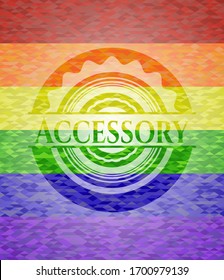 Accessory emblem on mosaic background with the colors of the LGBT flag