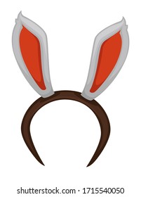 Accessory for fancy parties, carnivals or festivals. Isolated icon of earmuffs or headband with long ears of bunny, hare or rabbit. Decorative part of clothes for creating mammal character, vector