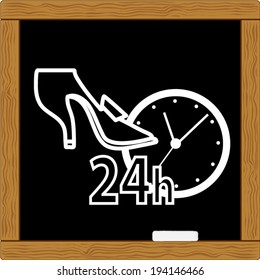 accessory female footwear shoe spike clock time chalk school blackboard drawing icon