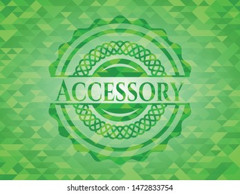 Accessory green mosaic emblem. Vector Illustration. Detailed.