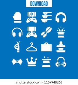 accessory icon. 16 accessory vector set. hat, headphones, bow tie and force icons for web and design about accessory theme