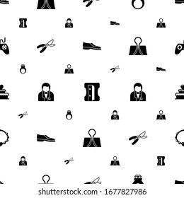 accessory icons pattern seamless. Included editable filled Man shoes, Sharpener, handmade Jewelry, Garden pruner, groom, Binder clip icons. accessory icons for web and mobile.