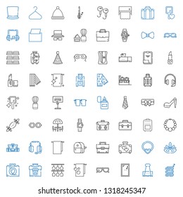 accessory icons set. Collection of accessory with towel, paper clip, mirror, sunglasses, glasses, suitcase, briefcase, eye mask, necklace. Editable and scalable accessory icons.