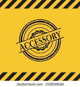 Accessory inside warning sign, black grunge emblem. Vector Illustration. Detailed.