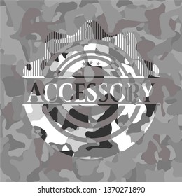 Accessory on grey camouflaged texture