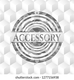 Accessory realistic grey emblem with cube white background