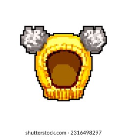 vector retro de arte de píxel de juego de sombrero de invierno accesorio. chaval de sombrero de invierno con accesorios de bits. ilustración vintage antigua