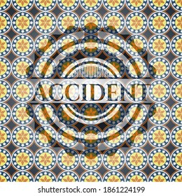 Accident arabic badge background. Arabesque decoration. 