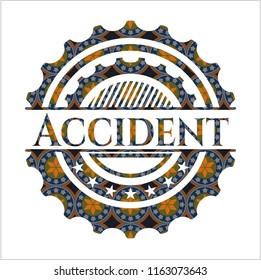 Accident arabic style emblem. Arabesque decoration.