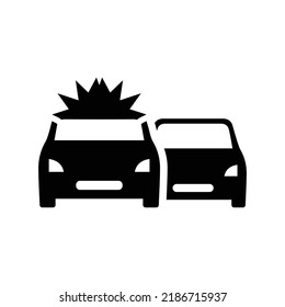 Accident, auto, burning icon. Black vector graphics.