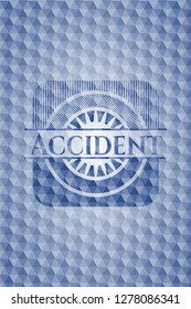 Accident blue emblem with geometric background.