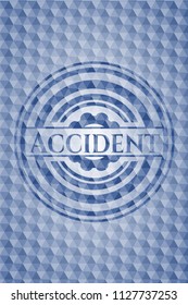 Accident blue hexagon badge.