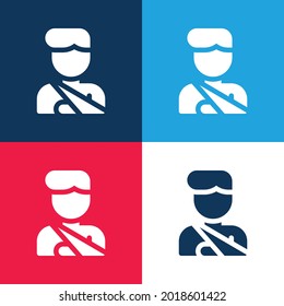 Accident blue and red four color minimal icon set