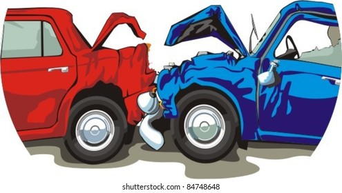 accident car with crashed front and back