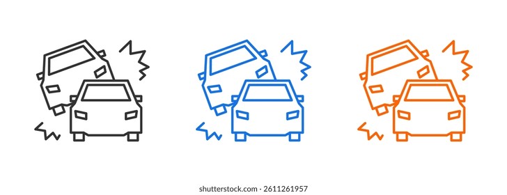 accident car icon set isolated on white background