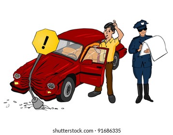 Accident Car with Traffic Police