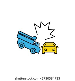 Icono de línea de concepto de accidente. Ilustración de elemento simple. diseño de símbolo de contorno de concepto de accidente.