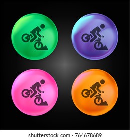 Accident crystal ball design icon in green - blue - pink and orange.