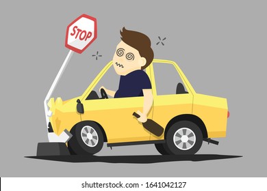 Accident Drunk Man Drove Car Hit Stock Vector (Royalty Free) 1641042127