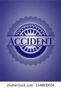 Accident emblem with denim high quality background