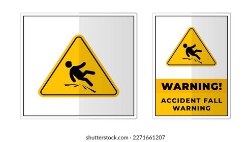 Accident fall warning Sign Label Symbol Icon Vector Illustration