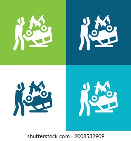 Accident Flat four color minimal icon set
