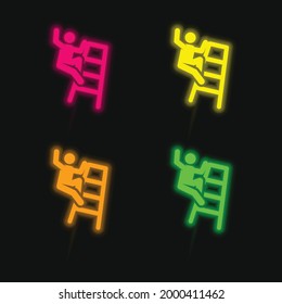Accident four color glowing neon vector icon