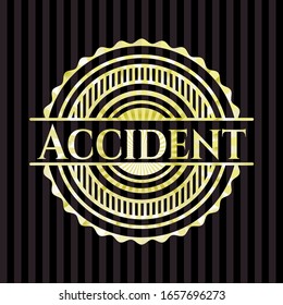Accident gold badge. Vector Illustration. Detailed.