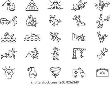 Accident and Hazard Safety Icons for Emergency Awareness.