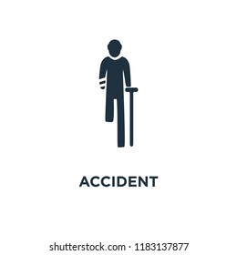 Accident icon. Black filled vector illustration. Accident symbol on white background. Can be used in web and mobile.
