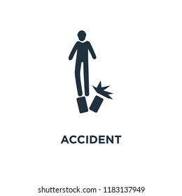 Accident icon. Black filled vector illustration. Accident symbol on white background. Can be used in web and mobile.