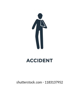 Accident icon. Black filled vector illustration. Accident symbol on white background. Can be used in web and mobile.