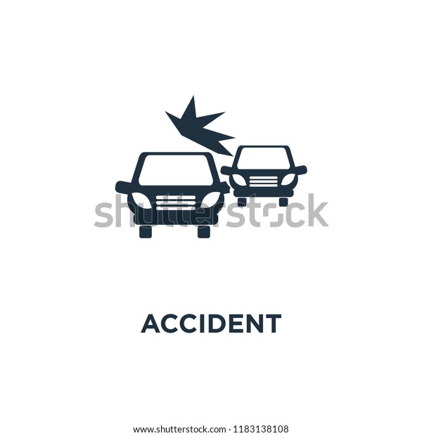 Accident icon.\
Black filled vector illustration. Accident symbol on white\
background. Can be used in web and\
mobile.
