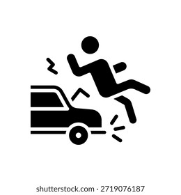 Ilustración vectorial de glifo de icono de accidente