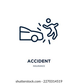 accident icon from insurance collection. Thin linear accident, car, business outline icon isolated on white background. Line vector accident sign, symbol for web and mobile