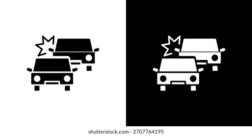 Accidente icono de línea de arte editable trazo y colección sólida para el diseño App