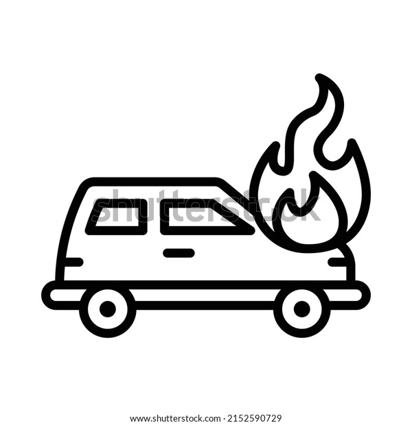 Accident Icon. Line Art Style Design Isolated\
On White Background