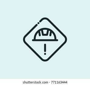 Accident Icon Line Isolated On Clean Background. Safety Work Concept Drawing Accident Icon Line In Modern Style. Vector Illustration Helmet Accident Icon For Your Web Site Mobile Logo App UI Design.