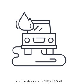 Icono de accidente, ilustración lineal aislada, vector de línea delgada, signo de diseño web, símbolo de concepto de contorno con trazo editable sobre fondo blanco.