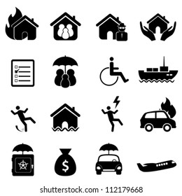 accident icon set in black