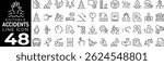 Accident icon set with editable stroke. Emergency and accident thin line icon collection. Vector illustration