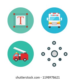 accident icon set. vector set about ambulance, text, fire truck and hail icons set.