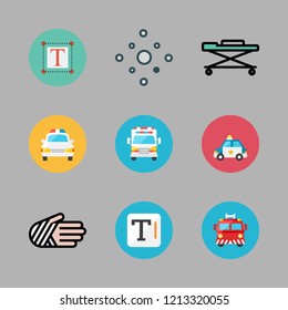 accident icon set. vector set about text, hail, injury and police car icons set.