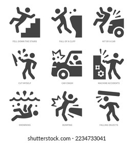 accident icon set,vector and illustration