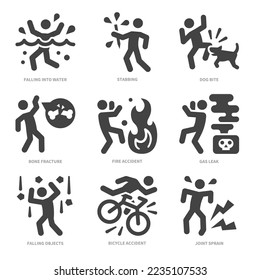 accident icon set,vector and illustration