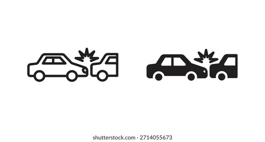 Diseños de Vector de silueta de icono de accidente. Trazos editables
