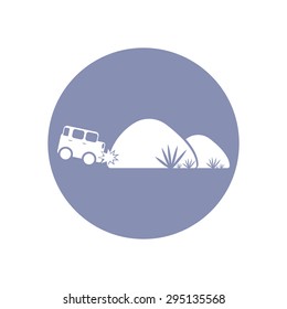 Accident icon Symbol Sign Pictogram, Insurance safety concept pictogram in vector, car crash with tree or rock