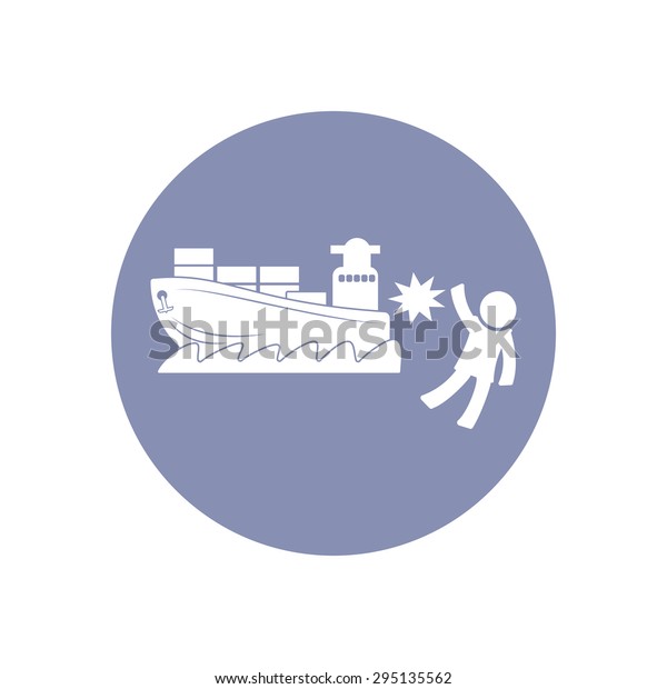 Accident icon\
Symbol Sign Pictogram, Insurance safety concept pictogram in\
vector, people crashed by ship or\
boat\
