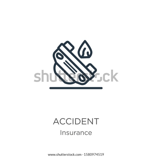 Accident icon. Thin linear accident\
outline icon isolated on white background from insurance\
collection. Line vector sign, symbol for web and\
mobile